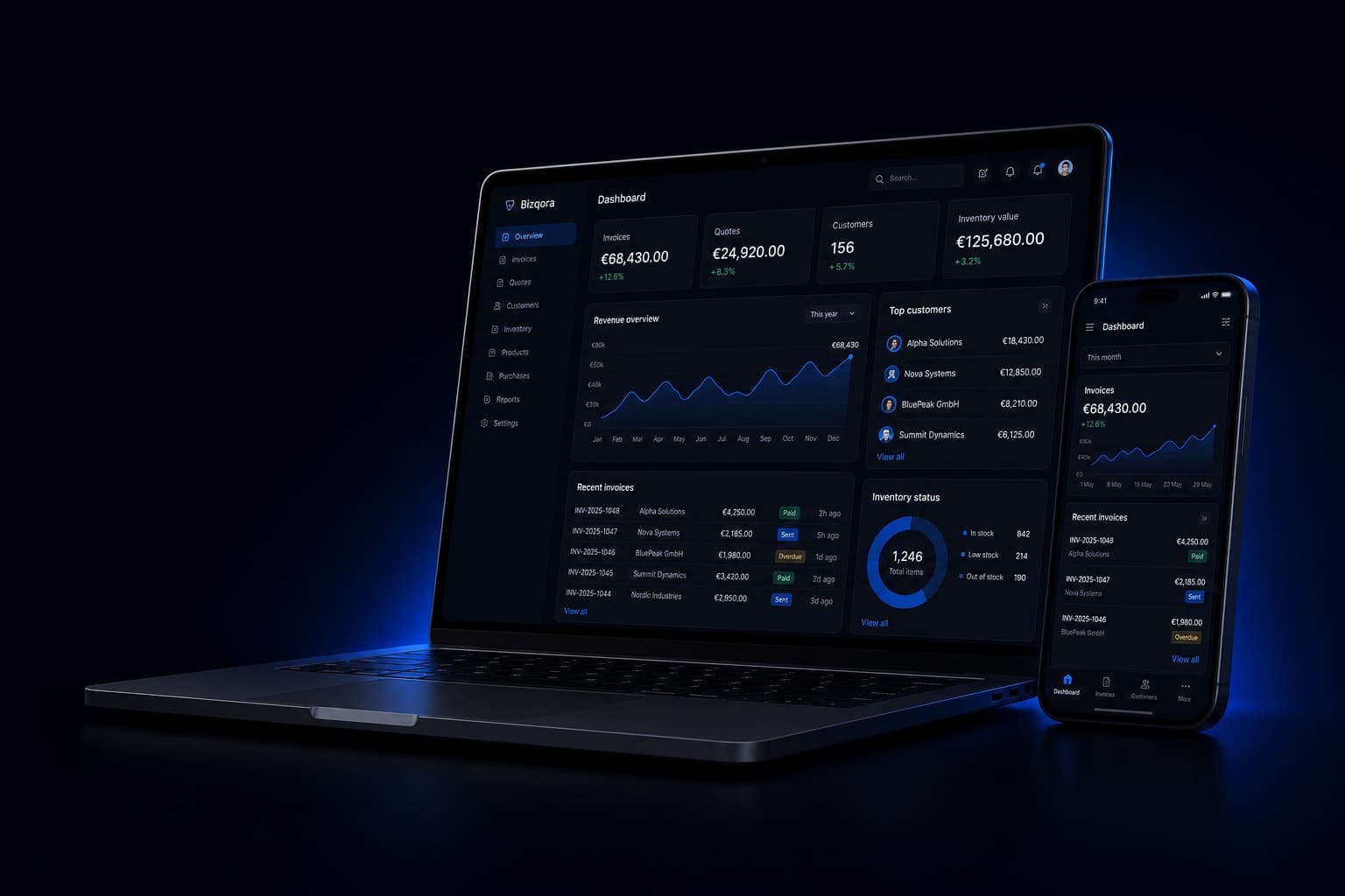 Bizqora dashboard preview